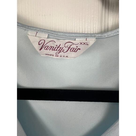 Vintage 1960s Blue Vanity Fair Nylon Sleep Shirt Night Shirt Floral Collar XXL - Picture 3 of 8